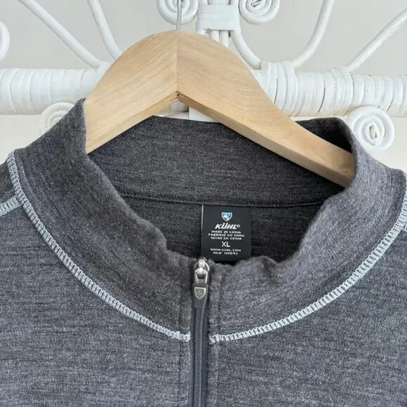 Kuhl Team Merino Wool Quarter Zip Pullover Sweater XL Mens Grey Hiking Gorpcore - Picture 6 of 10
